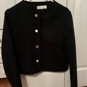 Zara Black and Gold Blazer with Cropped Knit Design